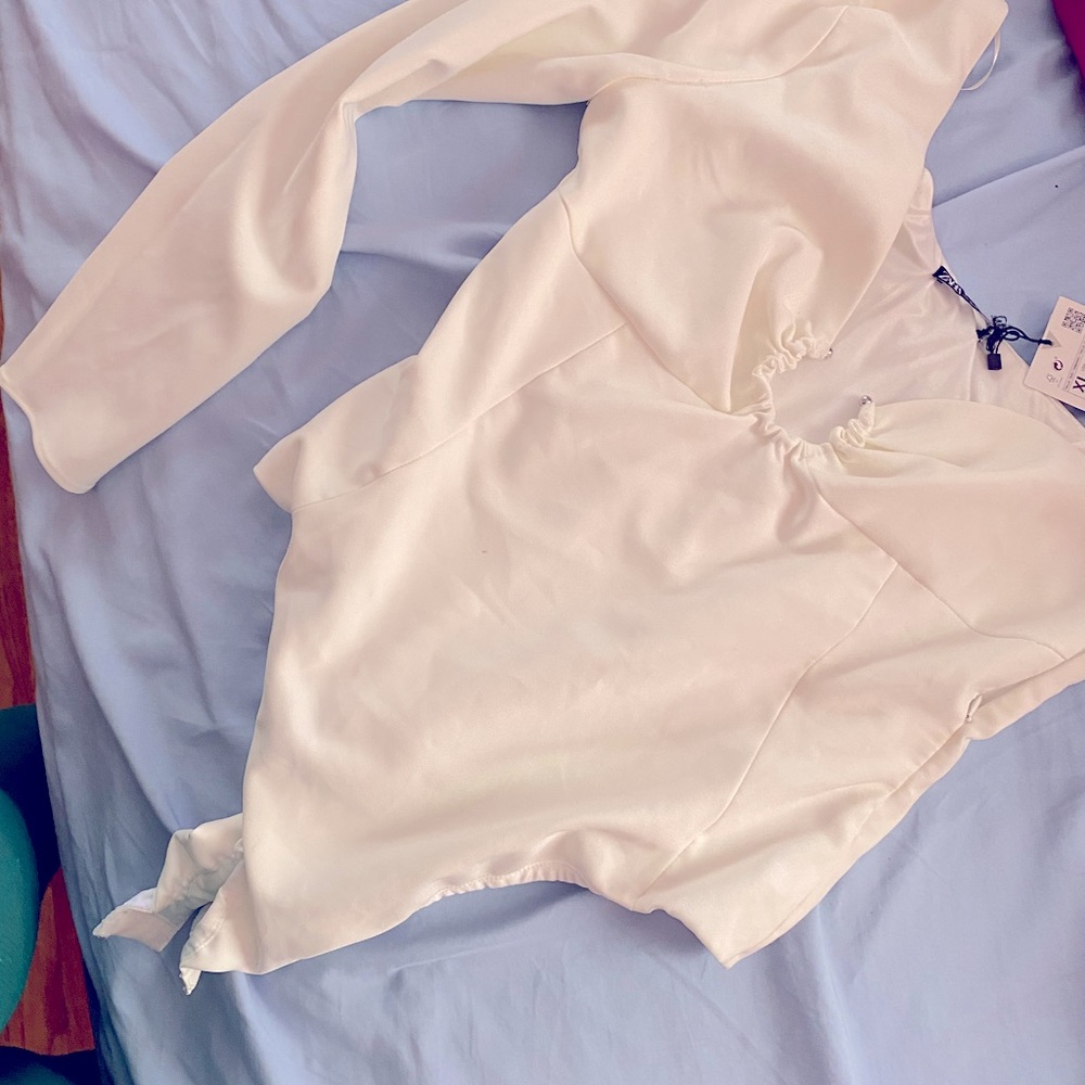 Beautiful bodysuit one long sleeve and spaghetti strap